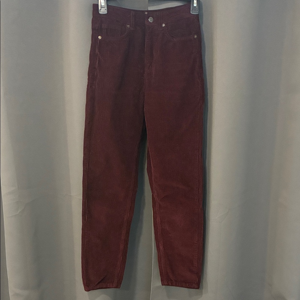 Topshop Women's Corduroy Pants - Rich Burgundy